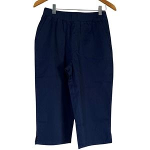 DENIM & CO EasyWear Twill Relaxed Pull-On Skkimmer Navy Tall L